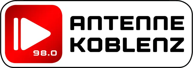Logo von Antenne Koblenz mit rotem Play-Symbol und Frequenz 98.0